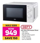 Defy 20L Solo Microwave (Silver)