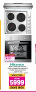 Hisense Built In Solid Hob H60STES+Built In Single Oven HB060203+Cooker Hood HH060PASS