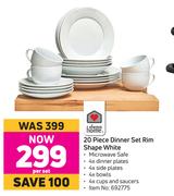 Always Home 20 Piece Dinner Set Rim Shape (White)-Per Set