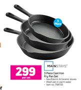 Mainstays 3 Piece Cast Iron Fry Pan Set-Per Set