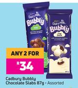 Cadbury Bubbly Chocolate Slabs (Assorted)-For Any 2 x 87g