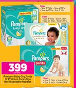 Pampers Baby Dry, Pants Or Premium Care Mega Box Disposable Nappies-Per Box