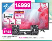 Hisense 70" (175cm) UHD Smart TV A7100 Plus Free Mini Hifi HA450