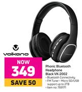 Volkano Phonic Bluetooth Headphone Black VK-2002