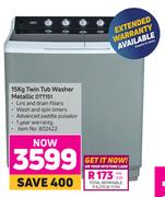Defy 15Kg Twin Tub Washer Metallic DTT151