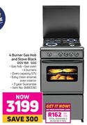 Defy 4 Burner Gas Hob & Stove Black DGS 168 SGG