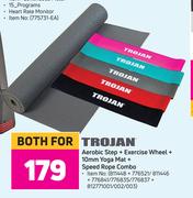 Trojan Aerobic Step + Exercise Wheel + 10mm Yoga Mat + Speed Rope Combo-For Both