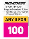 Mongoose 16"/20"/24"/26" Bicycle Standard Tubes-For Any 3