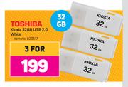 0Toshiba Kioxia 32GB USB 2.0 White-For 3