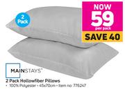 Mainstays 2 Pack Hollowfiber Pillows-45 x 70cm