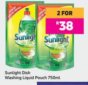 Sunlight Dish Washing Liquid Pouch-For 2 x 750ml