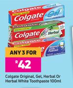Colgate Original, Gel, Herbal Or Herbal White Toothpaste-For Any 3 x 100ml