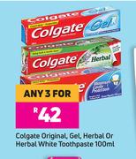Colgate Original, Gel, Herbal Or Herbal White Toothpaste-For Any 3 x 100ml