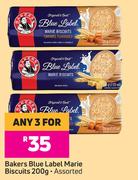 Bakers Blue Label Marie Biscuits (Assorted)-For Any 3 x 200g