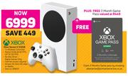 Xbox Series S 512GB Plus Free 3 Month Game Pass