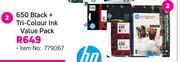 HP 650 Black + Tri-Colour Ink Value Pack