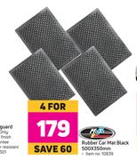 Moto Rubber Car Mat (Black) 500 x 350mm-For 4