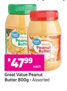 Great Value Peanut Butter Assorted-800g Each