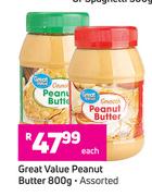 Great Value Peanut Butter Assorted-800g Each