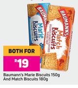 Baumann's Marie Biscuit 150g & Match Biscuits 180g-For Both