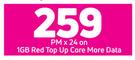 Samsung Galaxy A22 4G Smartphone-On 1GB Red Top Up Core More Data