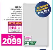 Hisense 92L Bar Fridge White H120RWH