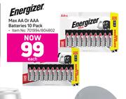 Energizer Max AA Or AAA Batteries 10 Pack-Each