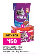 Whiskas Cat Food 1Kg & Cat Food Pouches Multipack 12 x 85g-Both For