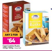 Cape Cookies Rusks Assorted-For Any 2 x 450g/500g 