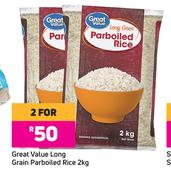 Great Value Long Grain Parboiled Rice-For 2 x 2Kg