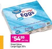 Great Value Large Eggs-30's Per Tray