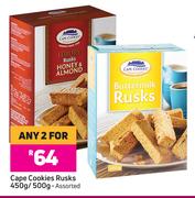 Cape Cookies Rusks Assorted-For Any 2 x 450g/500g 
