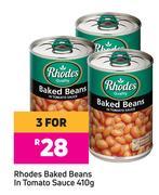 Rhodes Baked Beans In Tomato Sauce-For 3 x 410g