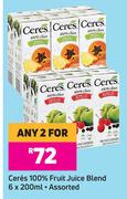 Ceres 100% Fruit Juice Blend Assorted-For Any 2 x 6 x 200ml