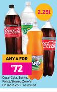 Coca Cola,Sprite,Fanta,Stoney Zero's Or Tab Assorted-For Any 4 x 2.25L