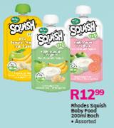 Rhodes Squish Baby Food Assorted-200ml Each