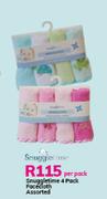 Snuggletime 4 Pack Facecloth Assorted-Per Pack