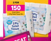 Great Value 2 Ply Toilet Tissue-For 2 x 18's Pack