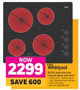 Whirlpool 60cm Ceran Hob With Controls Black AKM 9010