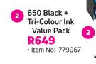 HP 650 Black + Tri Colour Ink Value Pack