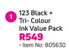 HP 123 Black + Tri Colour Ink Value Pack
