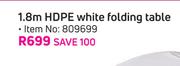 1.8m HDPE White Folding Table