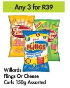 Willards Flings Or Cheese Curls Assorted-For Any 3 x 150g