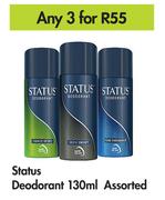 Status Deodornat Assorted-For Any 3 x 130ml