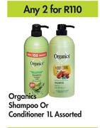 Organics Shampoo Or Conditioner Assorted-For Any 2 x 1L