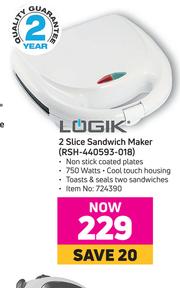 oprindelse Rundt og rundt Frontier Special Logik 2 Slice Sandwich Maker RSH-440593-018 — m.guzzle.co.za