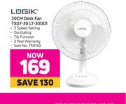 Logik 30cm Desk fan TS07-30 LT-30D01