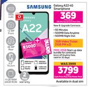 Samsung Galaxy A22 4G Smartphone-On 1GB Red Top Up Core More Data
