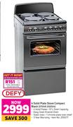 Defy 4 Solid Plate Stove Compact Black STOVE DSS514
