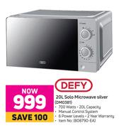 Defy 20L Solo Microwave (Silver) DMO381